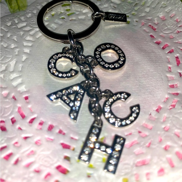 Coach Silver Keychain with Rhinestones - Picture 2 of 3